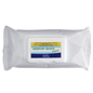 A pack of Dr. Schnell DESIFOR-QUICK WIPES disinfectant wipes by DR.SCHNELL GmbH & Co. KGaA. The white, HACCP-compliant packaging is equipped with a blue and yellow label. These aldehyde-free wipes feature a resealable lid for added convenience and freshness and contain 80 wipes per pack.