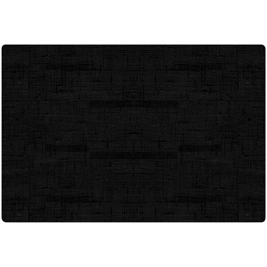 The Duni silicone placemat from Duni GmbH consists of a black textured rectangle with a subtle woven pattern that resembles fabric or a textile surface, making it both stylish and easy to care for on any dining table. It comes in a pack of six, each measuring 30 x 45 cm.