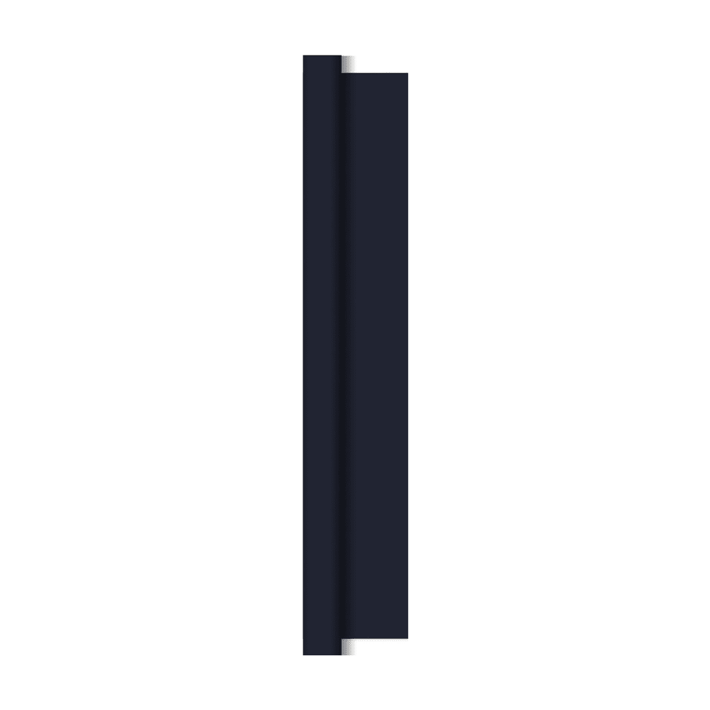 A thin vertical dark rectangle, centered on a white background with slightly blurred edges creating a gentle gradient, reflects the elegance of the Duni Dunicel tablecloth rolls from Duni GmbH, crafted for noble table settings.
