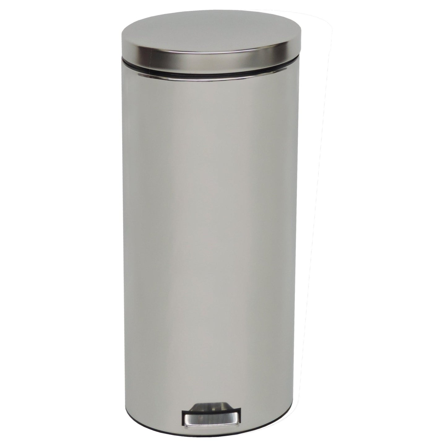 The Novocal pedal bin made of corrosion-resistant chrome steel with a closed lid and foot pedal allows for hygienic, hands-free opening; includes inner bin, 1 piece per package.