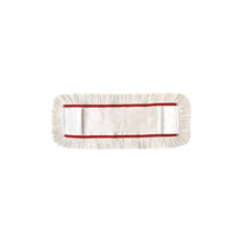 The Arcora FIRST MOP from Arcora International GmbH is a rectangular microfiber dust mop head with white fringes and a white center, bordered by a thin red line - perfect for efficient floor cleaning, shown on a plain white background.