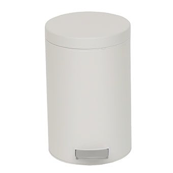 The Novocal step trash can features a white lacquered steel body and lid, as well as a small foot pedal - a combination of functionality and style for modern spaces. Includes an inner bucket.