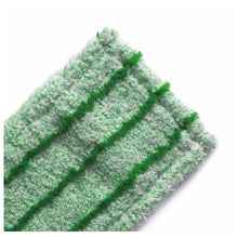 Close-up of the Arcora RUNNER GREEN DB - FC WITH COVER from Arcora International GmbH: a green-white microfiber mop pad with three raised green stripes made of high-quality materials on a white background - ideal for indoor use.