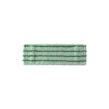 Pictured is an Arcora RUNNER GREEN - FC WITHOUT COVER mop pad from Arcora International GmbH with horizontal green stripes for environmentally friendly floor cleaning on a white background.