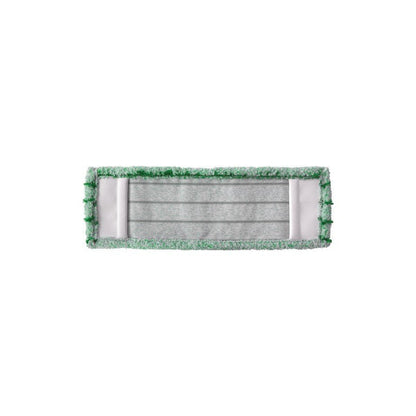 The rectangular Arcora RUNNER GREEN - FC WITHOUT COVER from Arcora International GmbH has a gray center and green microfiber edges, visible from above on a white background - ideal as an environmentally friendly floor cleaner.