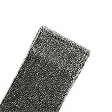 Close-up of a rectangular gray Arcora Excellent Scrub-Hedgehog 2.0 Fc-Mop fabric with hedgehog bristle structure and sealed edges, by Arcora International GmbH, with color coding, on a white background.