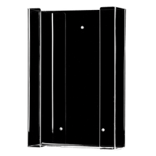 The AMPri disposable glove dispenser for 3 boxes (258 x 392 x 96 mm) is a transparent, milky acrylic glove dispenser holder TRIO with two side walls, a flat back, and three screw holes for wall mounting. Shown empty on a plain white background.
