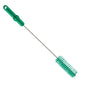The Haug Bürsten KG Haug pipe brush with V2A stainless steel wire PBT medium 500 x Ø40 mm in green, with stiff bristles and a durable twisted handle, is ideal for hygienic pipe cleaning; shown isolated on a white background.
