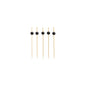 Five PAPSTAR finger food skewers, each with a diameter of 12 cm and black ball heads made of bamboo, are evenly arranged on a white background. The bamboo skewers from PAPSTAR GmbH perfectly combine functionality and elegance, making them ideal for any finger food presentation.