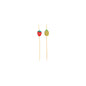 The PAPSTAR finger food picker set from PAPSTAR GmbH includes 40 pretty bamboo skewers, each 12 cm long. The skewers are decorated with beautiful fruit motifs: one skewer shows a red strawberry with bright green leaves, while the other shows a yellow pineapple with lush green. These eco-friendly skewers are ideal for presenting finger food and are elegantly presented against a simple white background.