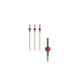 Three PAPSTAR finger food picks, each adorned with red beads, stand upright next to a close-up of a similar pick on a white background. This motif is part of the 7 cm collection from PAPSTAR GmbH, available in packs of 40 pieces.