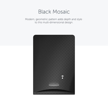 The Kimberly-Clark Professional™ Icon™ Dispenser Faceplate, Black Mosaic, from Kimberly-Clark GmbH features a modern geometric mosaic design that adds depth to any washroom. Size: 20.32 cm x 27.30 cm x 3.81 cm.