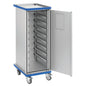 The Novocal closed module cart features two doors with bolt locks, a robust construction made of anodized aluminum, and is ideal for safe and efficient storage or transport.