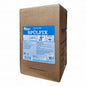 A brown box labeled "GastroPower Spülfix Öko-Box, 10 l" from Abena Re-Seller GmbH with blue-white instructions, hazard symbols, and a 10-liter mark; this biodegradable detergent is environmentally friendly.