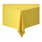 A Dunicel tablecloth roll tablecloth (1.18 m x 10 m) from Duni GmbH in yellow covers a table corner, the smooth fabric falls evenly on both sides - perfect for weddings, banquets, corporate events - against a white background.