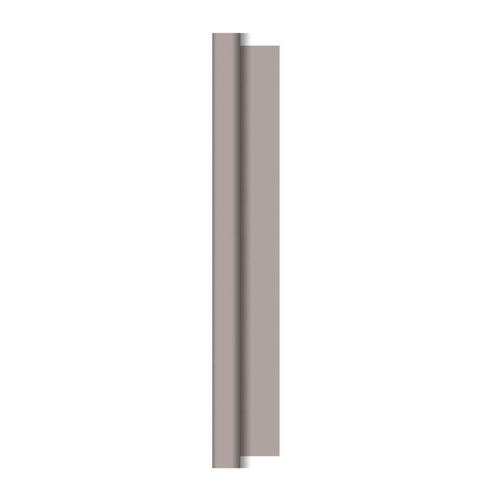 The Dunicel tablecloth rolls (1.18 m x 25 m) from Duni GmbH are a versatile gray tablecloth roll with a vertical, rectangular design and central groove – ideal for large events and modern table decorations – depicted on a white background.