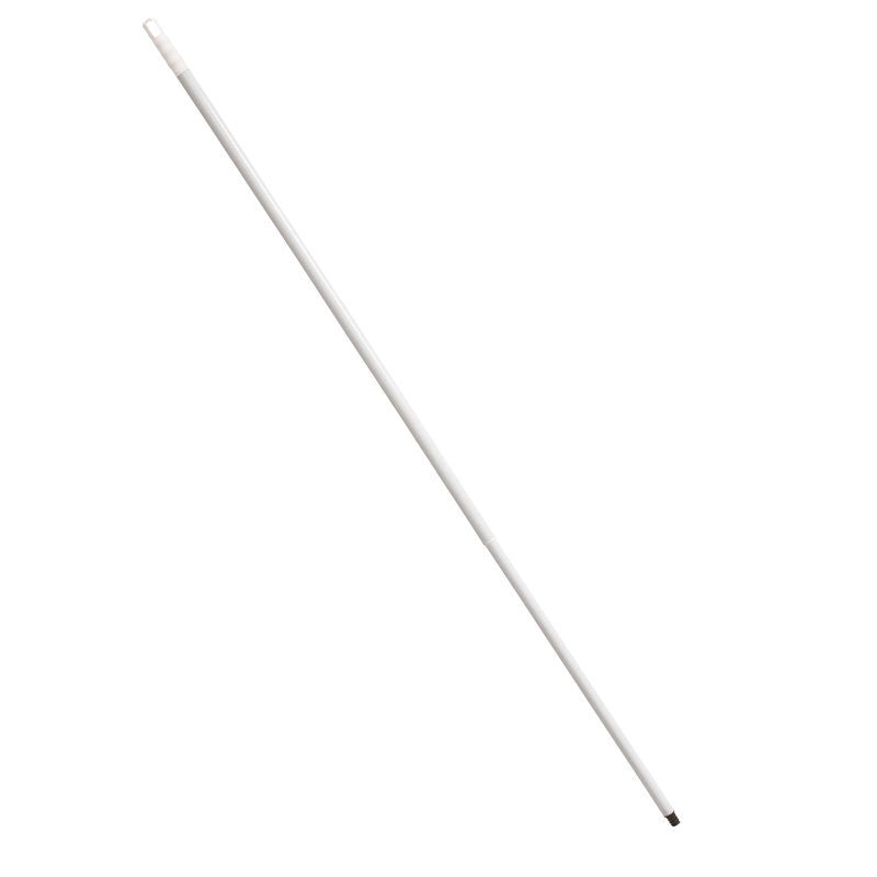 A white, cylindrical TELESCOPIC HANDLE STEEL TUBE (ø 25/21mm, extendable to 2000mm) from Haug Bürsten KG is photographed against a plain white background.