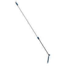 The TELESCOPIC HANDLE, STEEL TUBE WHITE WITH ANGLE JOINT, EXT. 2000MM from Haug Bürsten KG is a long-handled cleaning tool with an adjustable steel handle and angled joint - perfect for reaching and cleaning narrow or hard-to-reach areas.