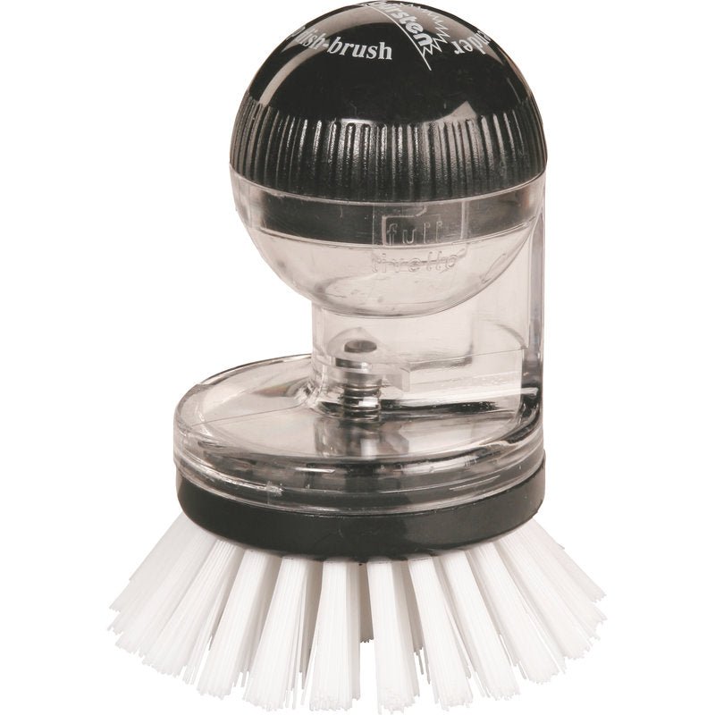 The BUTTON BRUSH M.DISPENSER,NYL.6.6 WHITE,Ø0.40MM,TRANSPAR.CLEAR from Haug Bürsten KG features white nylon bristles and a transparent handle with dispenser - perfect for cleaning clothing buttons.