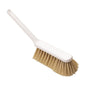 The HAND BROOM, BLONDE HAIR MIX 30/70 (310x40x50mm) from Haug Bürsten KG has a white plastic handle with a hanging hole and beige bristles, which are angled for effective cleaning, on a simple white background.