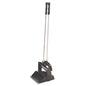 The FUTURA dustpan set from Haug Bürsten KG consists of a dustpan made of black polypropylene and a broom with a long steel handle (height 1000 mm), both of which can stand upright and be nested for compact storage.