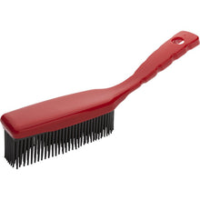 The Haug Bürsten KG rubber knob hand brush red (1 piece) has a long red plastic handle with a hanging hole and black bristles, ideal for cleaning smooth surfaces. Pictured on a white background.