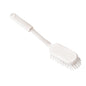 The Haug Bürsten KG STIELSCHEUERBÜRSTE with transparent, stiff PBT bristles (ø 0.50mm), 290x45x24mm, has a textured handle with a hanging hole and an oval head. Photographed on a solid white background.