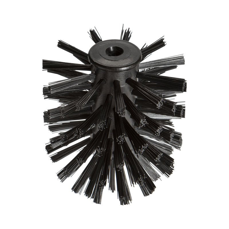 The Haug Bürsten KG WC REPLACEMENT BRUSH HEAD, BLACK PBT BLACK ø 0.40, ø 78 MM is a cylindrical black replacement brush head with stiff bristles for effective cleaning or scrubbing.