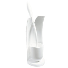 The Haug Bürsten KG WC-SIGN SET, M.BRUSH 635 ø 115X430MM is a white plastic toilet brush set with a modern, minimalist design - perfect for any contemporary bathroom.