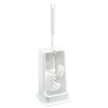 The WC SET 4-SQUARE, BRUSH6140 WHITE (145x145x415mm) from Haug Bürsten KG features a white plastic brush and a handle in a matching rectangular holder, which perfectly complements a minimalist bathroom design.