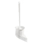 The Haug Bürsten KG WC WALL SET, WITH BRUSH 6130 WHITE (115x100x410mm) offers a white long-handled brush with a curved base and matching corner holder - an indispensable bathroom accessory for cleanliness and style.