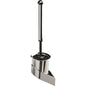 The Haug Bürsten KG WC-WALL SET, WITH BRUSH 61333 CHROME-PLATED (115x100x410mm) features a modern, square base, an upright handle with a rounded end, and a ring for easy grip. All in an elegant chrome design.