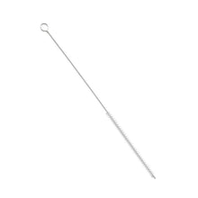 The Haug Bürsten KG PIPE BRUSH, NYLON 6.0 TRANSPARENT, Ø0.10MM SOFT, 505XØ12X225MM features soft bristles and a twisted wire handle with a loop for precise cleaning of narrow pipes. Ideal as a gentle yet effective nylon pipe brush.