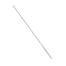 The Haug Bürsten KG TUBE BRUSH, NYL.6.0 TRANSP features stiff 0.20-mm nylon bristles, a twisted metal handle with a loop, and measures 340 x Ø12 mm - perfect for cleaning tubes.