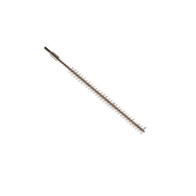 The Haug Bürsten KG PIPE BRUSH, PBT TRANSPARENT, Ø0.40MM HARD, 200XØ12MM, EXTENDABLE has stiff bristles and a straight handle - ideal for pipe cleaning. Pictured isolated on white.