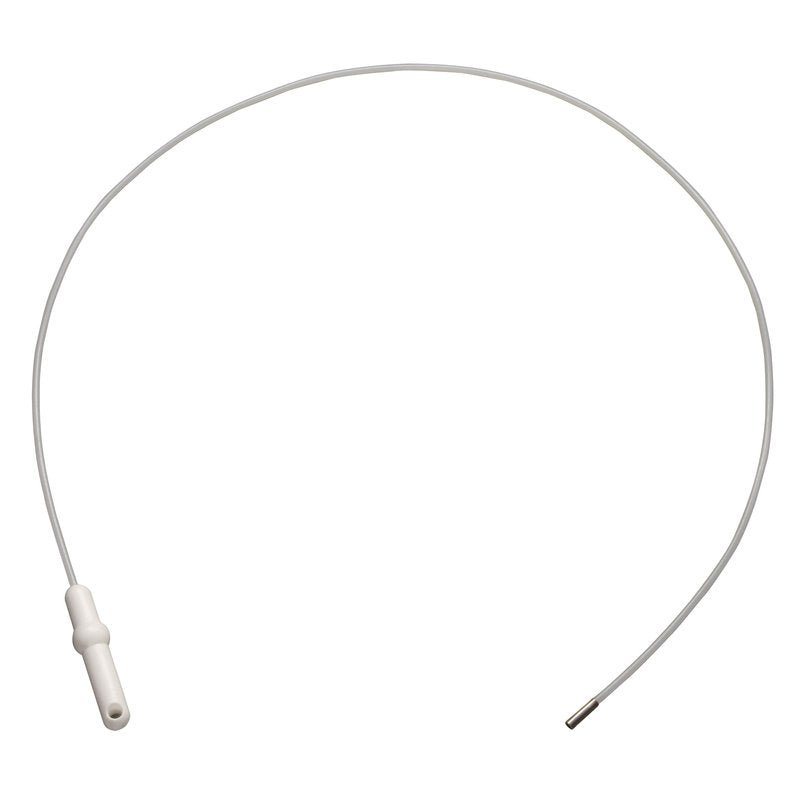 The EXTENSION WITH HANDLE, POLYAMIDE, 1500Xø 6MM from Haug Bürsten KG is a sleek white extension with a plastic handle and metal tip, depicted in a loose circle on a white background. Ideal for craftsmen as a practical tool.