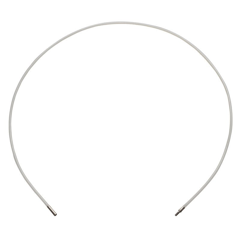 A simple, thin, flexible metal headband with a white plastic coating, 1500xØ6mm from Haug Bürsten KG. Due to its semi-circular shape and exposed ends, it is ideal as an "EXTENSION WITHOUT HANDLE POLYAMIDE". Pictured against a white background.