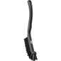 The Haug Bürsten The ESD Joint Brush features stiff 0.50 mm nylon bristles, a long, curved black handle (220x15x19 mm) with a hanging hole, and an ESD-safe handle marked with a small yellow label.