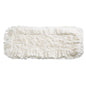 The Haug Bürsten KG WISCHBEZUG SUPER-FRANSENMOPP (400mm, 50% polyester/50% cotton) is a rectangular white dust mop head with thick fringes and a textured center, depicted on a solid white background.
