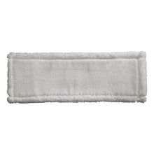 A rectangular, white microfiber polyester mop pad from Haug Bürsten KG, 500 mm long, with fluffy edges and a smooth center, lies flat on a solid white background. The package contains 10 pieces.