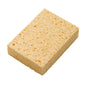 The CELLULOSE SPONGE, YELLOW 140X100X46MM from Haug Bürsten KG is a rectangular yellow sponge with a visible porous texture, ideal for home use and depicted on a white background.