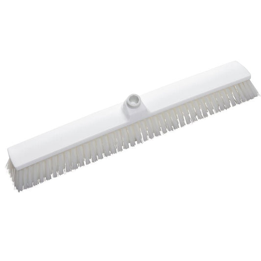 The LARGE AREA BROOM from Haug Bürsten KG has stiff 0.50 mm PBT bristles, measures 600x72x51 mm, has a central handle hole and is ideal for cleaning large areas.
