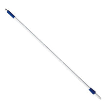 The Haug Bürsten KG FIBERGLASS HANDLE, HOSE CONNECTION 1450MM, FOR GARDENA HOSE CONNECTION is a white fiberglass handle with blue grips and metal tips, with a length of 1450 mm, on a white background.