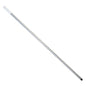 The ALUSTIEL mop handle from Haug Bürsten KG is 1400mm long, made of silver aluminum (ø 22mm, wall thickness 1mm), with a white plastic handle on one side and a black tip on the other side, depicted on a plain white background.