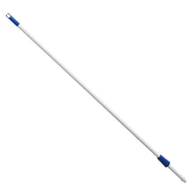 A Haug Bürsten KG BROOM HANDLE, STEEL TUBE, BLUE 1400MM, OUTER ø 21MM is depicted diagonally against a plain white background.