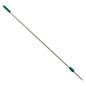 A 1400 mm long aluminum mop handle from Haug Bürsten KG ALUSTIEL (Ø22 mm, 1 mm wall thickness), with a green plastic handle and a connector at one end, depicted on a white background.