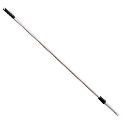 The ALUSTIEL 1400mm handle from Haug Bürsten KG has an outer diameter of 22mm, a wall thickness of 1mm, a black plastic handle, and a threaded connection for attaching cleaning tools.
