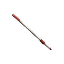 The Haug Bürsten KG METDECT ALUSTIEL, ELOX., 650MM mast features anodized aluminum, red OXIDROTE plastic caps, and a coupling nut, pictured against a white background.