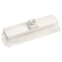 The BROOM, PBT SOFT 300X70X50MM, UNSLOTTED from Haug Bürsten KG is a white broom with soft, row-arranged bristles made of PBT and a rectangular head with a central handle opening. Ideal for effective cleaning.
