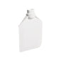 A white, flat, rectangular plastic bottle with a screw cap stands upright on a solid-colored background - ideal for use with the Haug Bürsten KG STIRRING SPOON, SOFT, TPE 190x120x40mm, without handle.